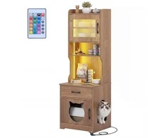 Promotions Kačių tualeto spintelė 50x45x152 cm natūrali, reguliuojamas LED apšvietimas, laikymas