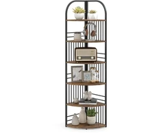 Promotions Kampinė lentyna 6 lygių laisvai stovinti knygų lentyna 42x42x181,5 cm ruda metalinė