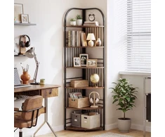 Promotions Kampinė lentyna 6 lygių laisvai stovinti knygų lentyna 42x42x181,5 cm ruda metalinė