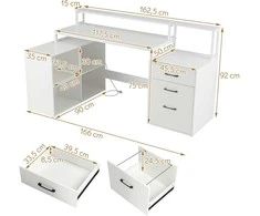 Promotions Kampinis rašomasis stalas, 166x90x92 cm, balta, su laikymo vieta