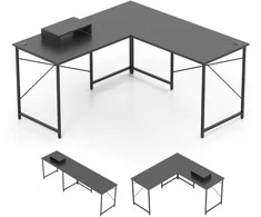 Promotions Kampinis rašomasis stalas, L formos reversinis stalas su įkrovimo stotele, 150x150x75 cm, pilkas, metalas