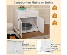 Promotions Katės aptvaras, medinis gyvūnų namelis su 2 stalčiais, 80x45x80 cm, baltas