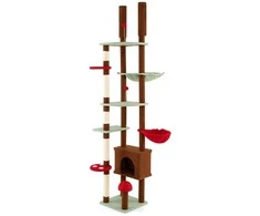 Promotions Katės bokštas, reguliuojamo aukščio grybo formos katės bokštas 207-237x40x40 cm, rudas