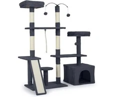 Promotions Katės draskyklė, 121x70x136 cm, tamsiai pilka, sizalis ir pliušas