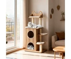 Promotions Katės draskyklė, 81.3x57.2x121.9 cm, smėlio spalvos, medinė