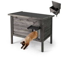 Promotions Lauko izoliacinė katės būda, 88x55x71 cm, tamsiai pilka ir juoda
