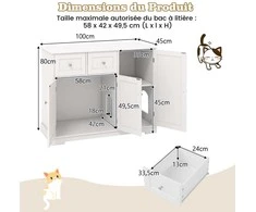 Promotions Katės tualeto šoninė spintelė, medinė, 100x45x80 cm, balta