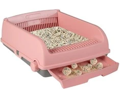 Promotions Katinų tualetas, pusiau automatinis, 60x46x24 cm, rožinis, apsaugantis nuo taškymosi