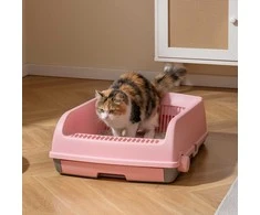 Promotions Katinų tualetas, pusiau automatinis, 60x46x24 cm, rožinis, apsaugantis nuo taškymosi
