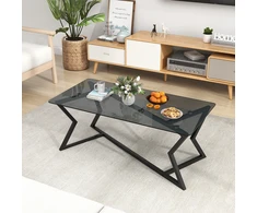Promotions Kavos staliukas 110x55x44,5 cm Pilka Juoda Grūdintas stiklas Metalas