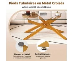 Promotions Kavos staliukas, 120x60x45.5 cm, auksinis, grūdintas stiklas