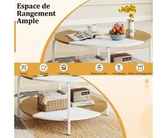 Promotions Kavos staliukas, 80x80x42 cm, balta, medinis, su lentyna daiktams