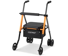 Promotions Keturratis sulankstomas vaikštynė 56x64x79-93 cm Oranžinė Juoda Reguliuojama