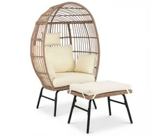 Promotions Kiaušinio formos kėdė, 93.5x74x144.5 cm, smėlio spalvos, ratanas