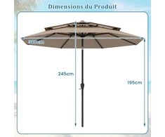 Promotions Kiemo skėtis, 300x300x245 cm, Rudas