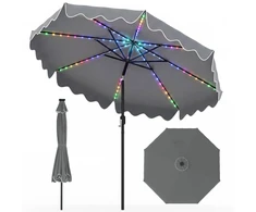 Promotions Kiemo skėtis su spalvą keičiančiomis LED lemputėmis 9x8,2 ft pilkas