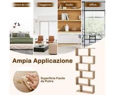 KNYGA Promotions Knygų lentyna, 6 pakopų S formos medinė lentyna, 80x23x191 cm, natūralaus medžio