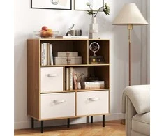 Promotions Knygų lentyna, 90x40x105 cm, smėlio spalvos, audinio stalčiai
