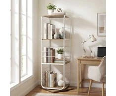 Promotions Knygų lentyna bokštas, 4 pakopų, 360° besisukanti, 40x40x115 cm, natūrali, metalinis rėmas