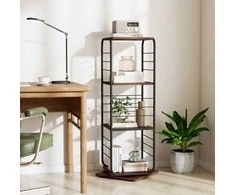 Promotions Knygų lentyna bokštas, 4 pakopų, 360° besisukanti, 40x40x115 cm, ruda, metalinis rėmas