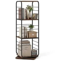 Promotions Knygų lentyna bokštas, 4 pakopų, 360° besisukanti, 40x40x115 cm, ruda, metalinis rėmas