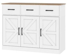 Promotions Komoda su spintelėmis 108x38x81 cm balta, reguliuojamos lentynos