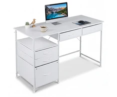 Promotions Kompiuterio stalas 120x50x77 cm Baltas Audinys Saugykla
