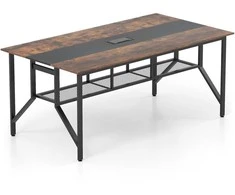 Promotions Konferencijų stalas 180x96x76 cm rudas, tinklelinė saugykla, kabelių tvarkymas