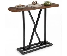 Promotions Konsolinis stalas 100x29,5x81 cm rudas juodas, metalinis rėmas
