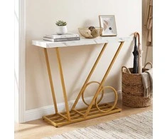 Promotions Konsolinis stalas, 100x29,5x81 cm, balta, marmuro imitacija