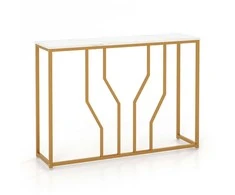 Promotions Konsolinis stalas, 110x30x80 cm, baltas ir auksinis