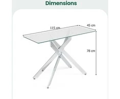 Promotions Konsolinis stalas, 115x45x78 cm, sidabrinis, stiklas ir metalas