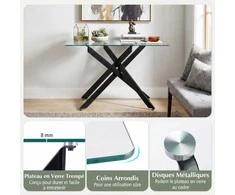 Promotions Konsolinis stalas, 115x45x78 cm, juodas, grūdintas stiklas ir metalas