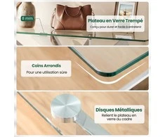 Promotions Konsolinis stalas, 115x45x78 cm, sidabrinis, stiklas ir metalas