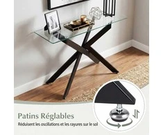Promotions Konsolinis stalas, 115x45x78 cm, juodas, grūdintas stiklas ir metalas