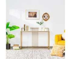 Promotions Konsolinis stalas 120x32x88 cm baltas/auksinis