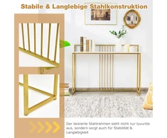 Promotions Konsolinis stalas 120x32x88 cm baltas/auksinis