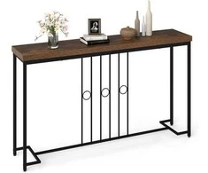 Promotions Konsolinis stalas, 140x30.5x81.3 cm, rudas, MDF ir metalas