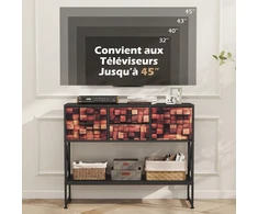 Promotions Konsolinis stalas 98.5x29x79.5 cm Rudos spalvos audinio stalčiai ir metalinis rėmas