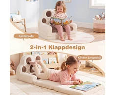 Promotions Konvertuojamas vaikų sofa-loungeris 57,2x43,2x35,6 cm ruda/kreminė