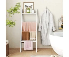 Promotions Kopėtėlių formos lentyna, 4 pakopų, tvirtinama prie sienos, 50x7.5x137 cm, balta, daiktų laikymui