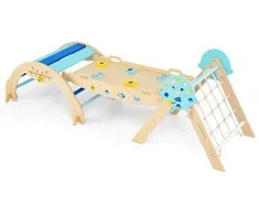 Promotions Kopimo rinkinys, medinis sulankstomas trikampis su arka ir rampe, 204x53x56 cm, mėlynas, Montessori žaislas