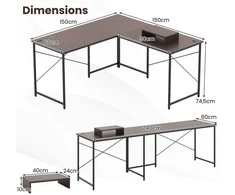Promotions L formos rašomasis stalas, 150x150x75 cm, kavos spalvos