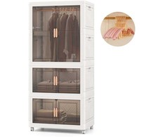 Promotions Laikymo dėžė, Nešiojamas plastikinis drabužių spintos organizatorius, 71x48x156 cm, Balta Ruda