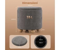 Promotions Laikymo pufas-taburetė, 44.5x44.5 cm, pilka, šenilinis audinys