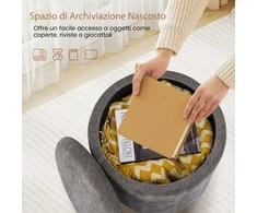 Promotions Laikymo pufas-taburetė, 44.5x44.5 cm, pilka, šenilinis audinys