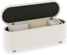 Promotions Laikymo suoliukas, 139x40.5x48.5 cm, baltas, apmuštas