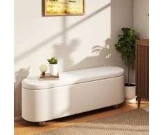 Promotions Laikymo suoliukas, 139x40.5x48.5 cm, baltas, apmuštas