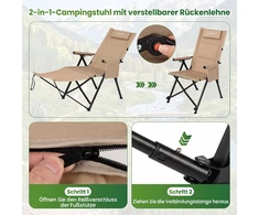 Promotions Lankstomas stovyklavimo kėdė su kojų atrama 156,5x52x82,5 cm chaki