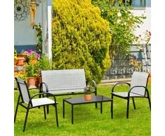Promotions Lauko baldų komplektas, 108x62x80 cm dviems skirtas fotelis, 63,5x45x37 cm arbatos staliukas, Pilka